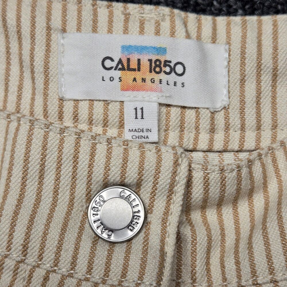 Cali 1850 Womens Pants 11 Tan Brown Striped Wide Leg High Rise Boho Juniors - Picture 3 of 16